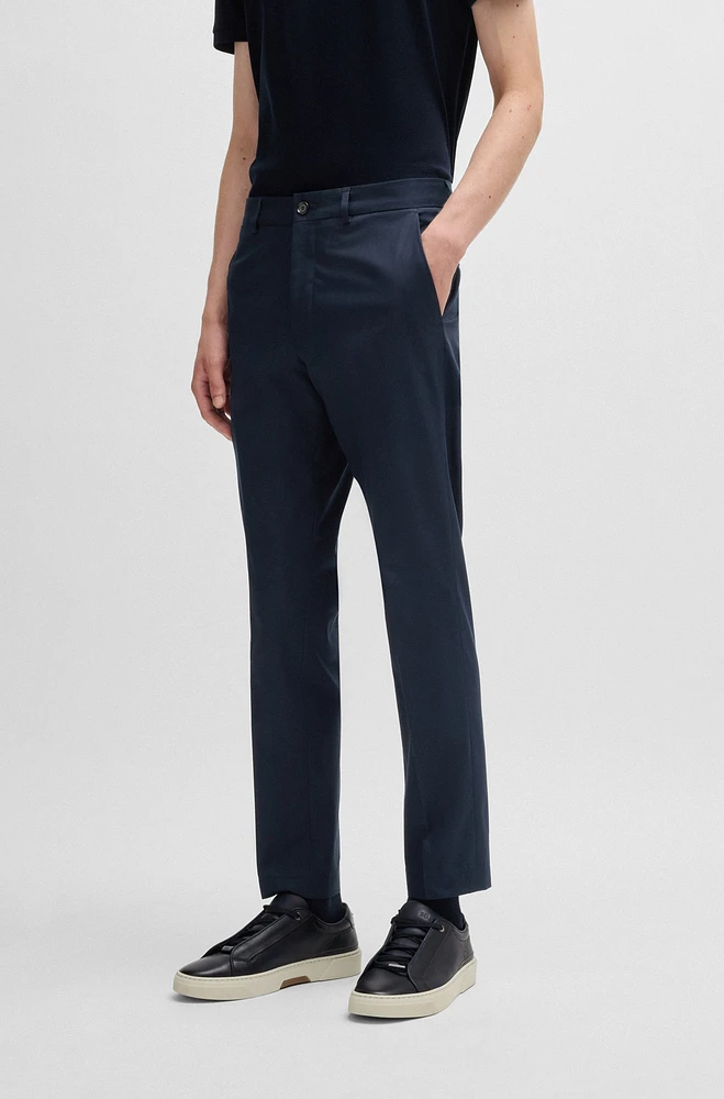 Slim-fit trousers stretch cotton with silk