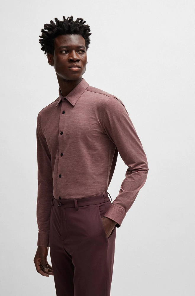 Slim-fit shirt melange performance-stretch twill