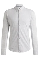 Slim-fit shirt patterned performance-stretch fabric