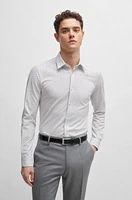 Slim-fit shirt patterned performance-stretch fabric