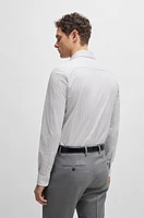 Slim-fit shirt patterned performance-stretch fabric