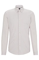 Slim-fit shirt patterned performance-stretch fabric