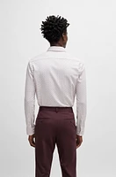 Slim-fit shirt patterned performance-stretch fabric