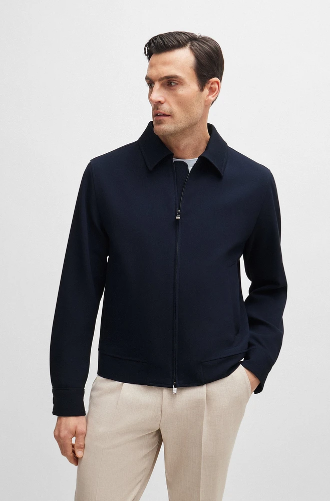 Slim-fit zip-up jacket stretch wool