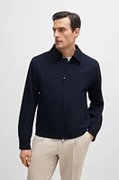 Slim-fit zip-up jacket stretch wool