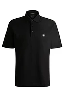 Mercerized-cotton polo shirt with double monogram