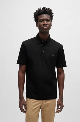 Mercerized-cotton polo shirt with double monogram