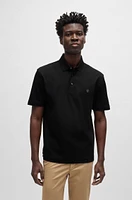 Mercerized-cotton polo shirt with double monogram