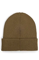 Wool beanie hat with logo badge