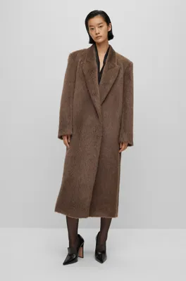 Double-breasted alpaca and wool coat