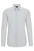 Slim-fit shirt printed cotton with Kent collar