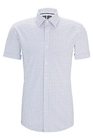 BOSS - Slim-fit shirt printed performance-stretch fabric White