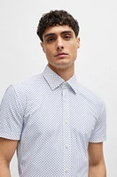 BOSS - Slim-fit shirt printed performance-stretch fabric White