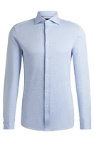 Slim-fit shirt structured cotton with spread collar