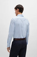 Slim-fit shirt structured cotton with spread collar