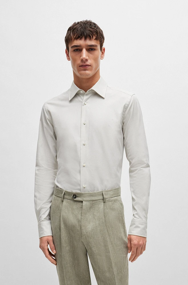 Slim-fit shirt micro-structured stretch cotton