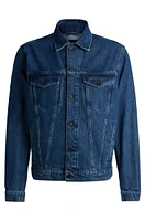 BOSS - Regular-fit jacket Blue rigid denim