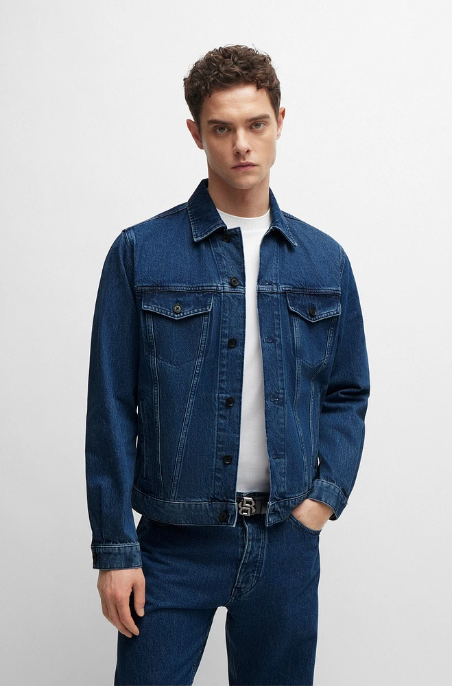 BOSS - Regular-fit jacket Blue rigid denim