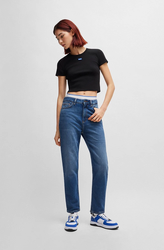 Mom jeans medium-blue stretch denim