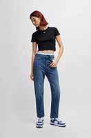 Mom jeans medium-blue stretch denim