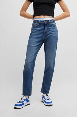 Mom jeans medium-blue stretch denim