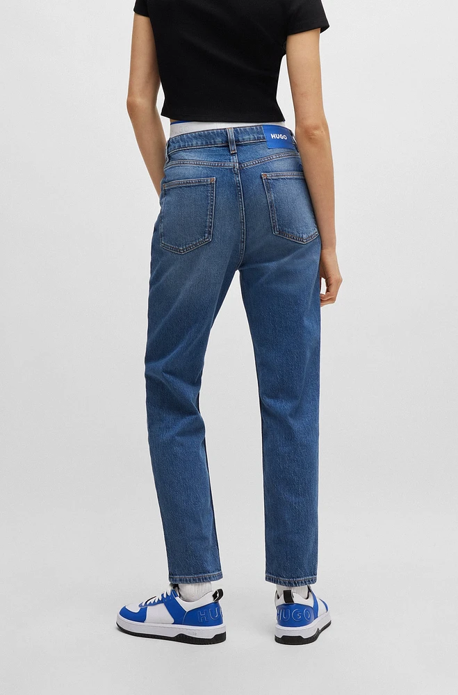 Mom jeans medium-blue stretch denim