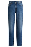 Long-length straight-fit jeans blue stretch denim