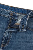 Long-length straight-fit jeans blue stretch denim