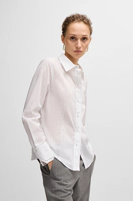 BOSS - Long-sleeved blouse pinstripe cotton Patterned