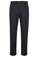 BOSS - Relaxed-fit trousers denim-effect wool Dark Blue