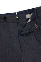 BOSS - Relaxed-fit trousers denim-effect wool Dark Blue