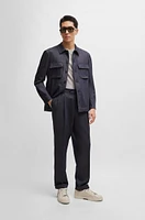 BOSS - Relaxed-fit trousers denim-effect wool Dark Blue