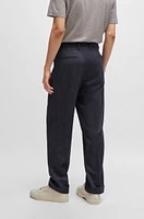 BOSS - Relaxed-fit trousers denim-effect wool Dark Blue