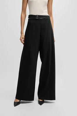 Stretch-wool trousers with feature waist and soft drape