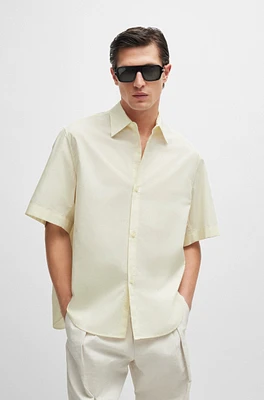 Camisa regular fit de popelín algodón con tacto papel