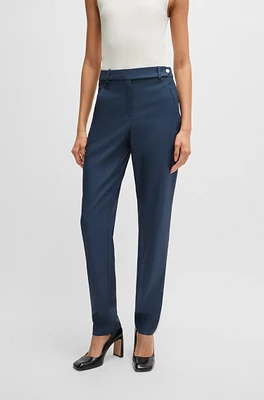 BOSS - Relaxed-fit trousers denim-effect wool twill Light Blue