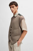 Five-button waistcoat stretch wool and adjustable strap