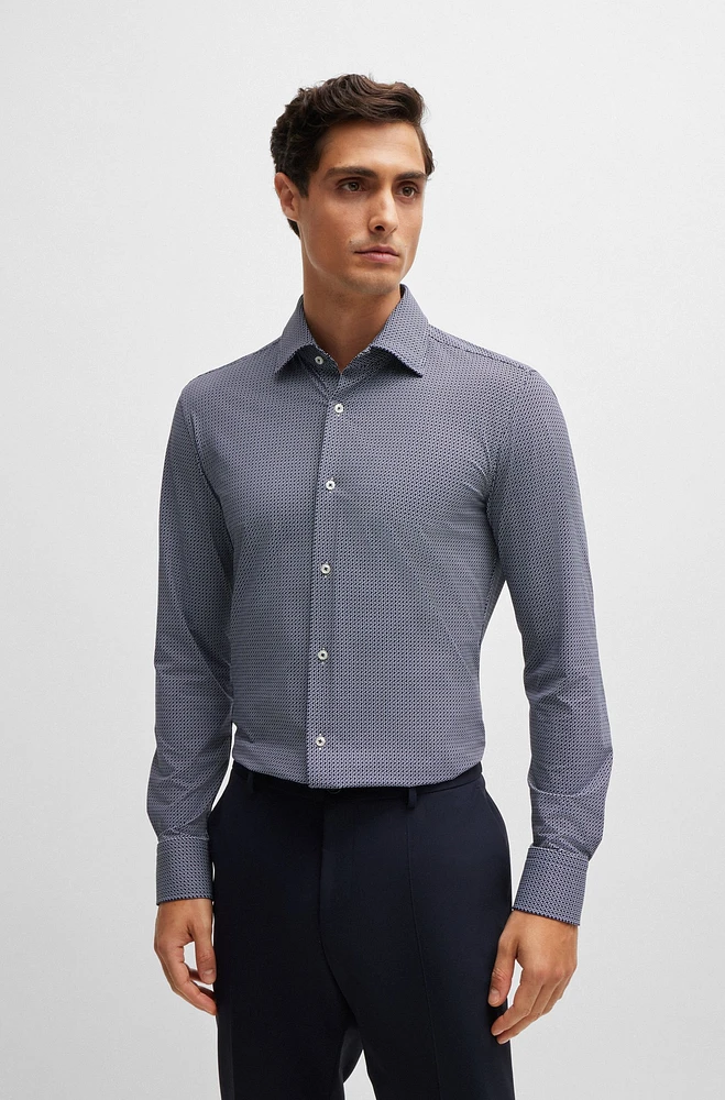 Slim-fit shirt geometric-print performance-stretch material