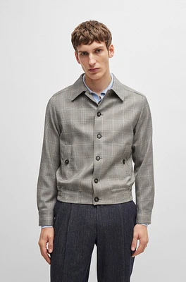 Slim-fit jacket water-repellent checked wool