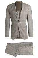 Slim-fit suit water-repellent checked wool