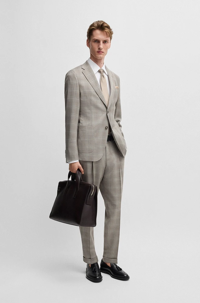 Slim-fit suit water-repellent checked wool