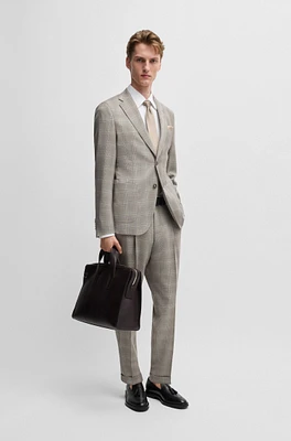 Slim-fit suit water-repellent checked wool