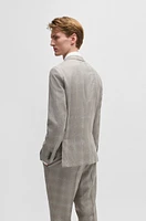 Slim-fit suit water-repellent checked wool