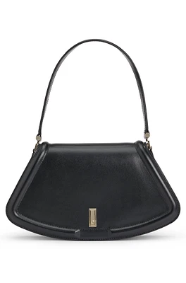 Leather shoulder bag with signature hardware