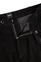 BOSS - Suede trousers with soft lining Black