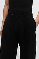 BOSS - Suede trousers with soft lining Black