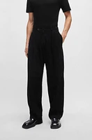 BOSS - Suede trousers with soft lining Black