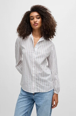 Regular-fit blouse striped cotton poplin