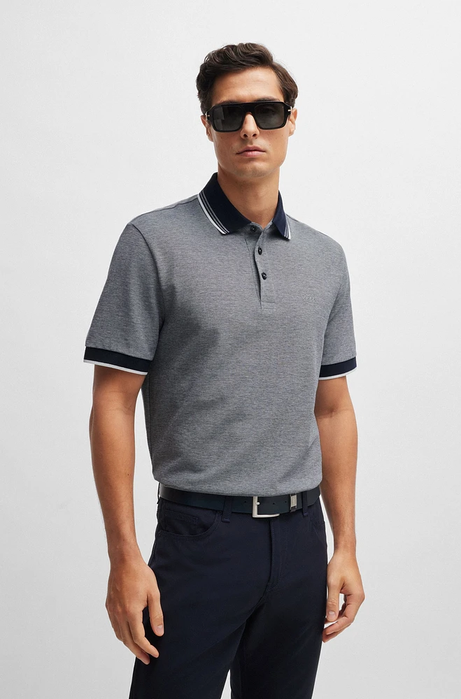 Oxford-cotton-piqué polo shirt with logo detail