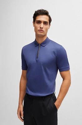 Mercerized-cotton slim-fit polo shirt with zip placket